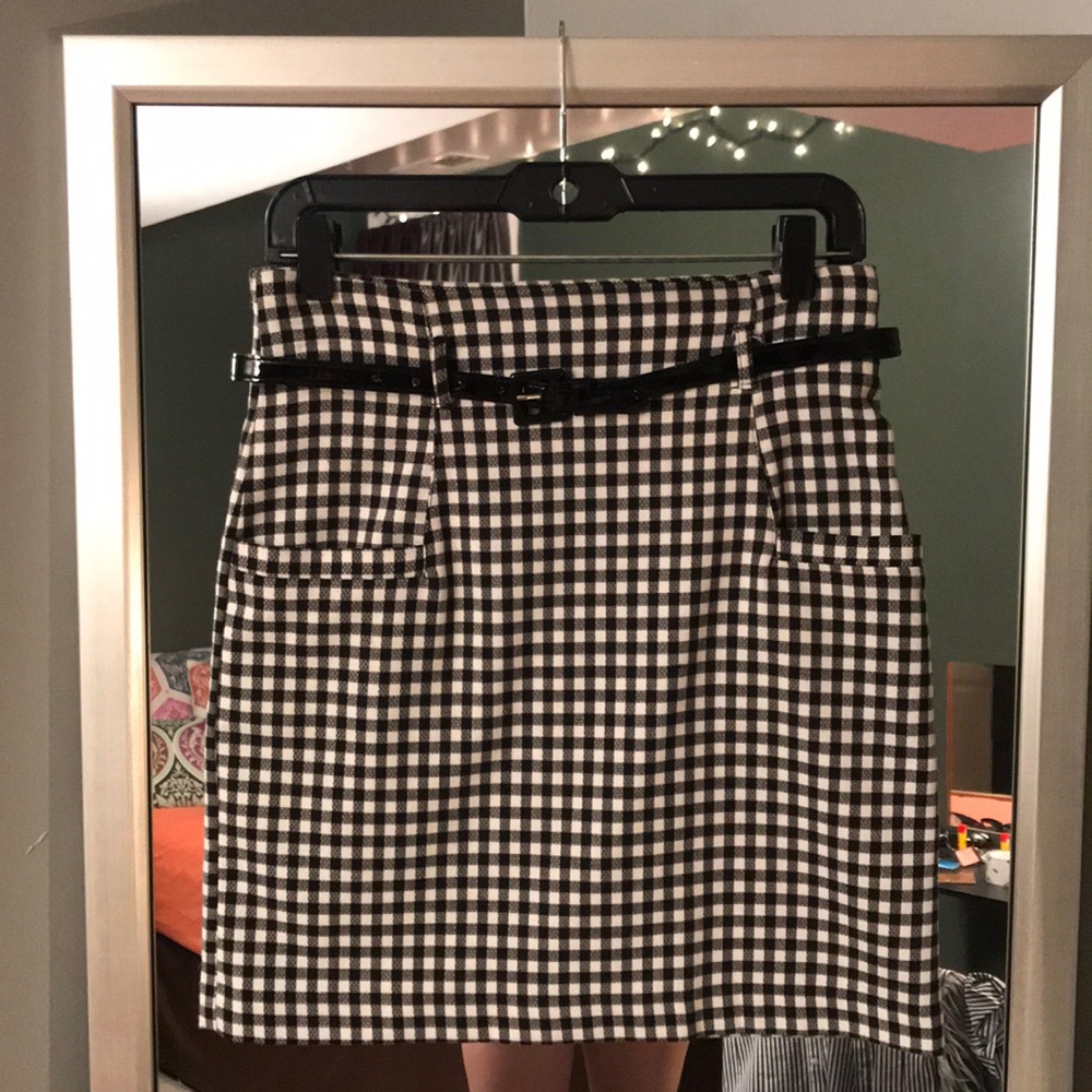checkered pencil skirt